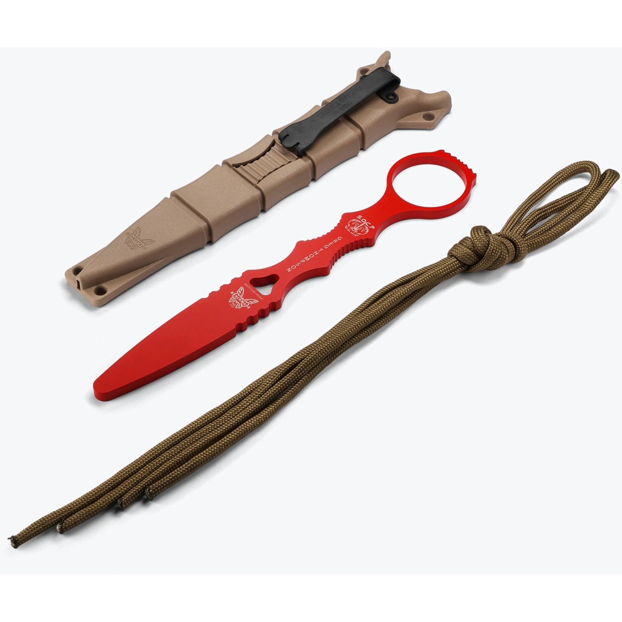 Benchmade Training Dagger - SOCP Unsharpened Fixed Red Blade with Finger Ring | 176T