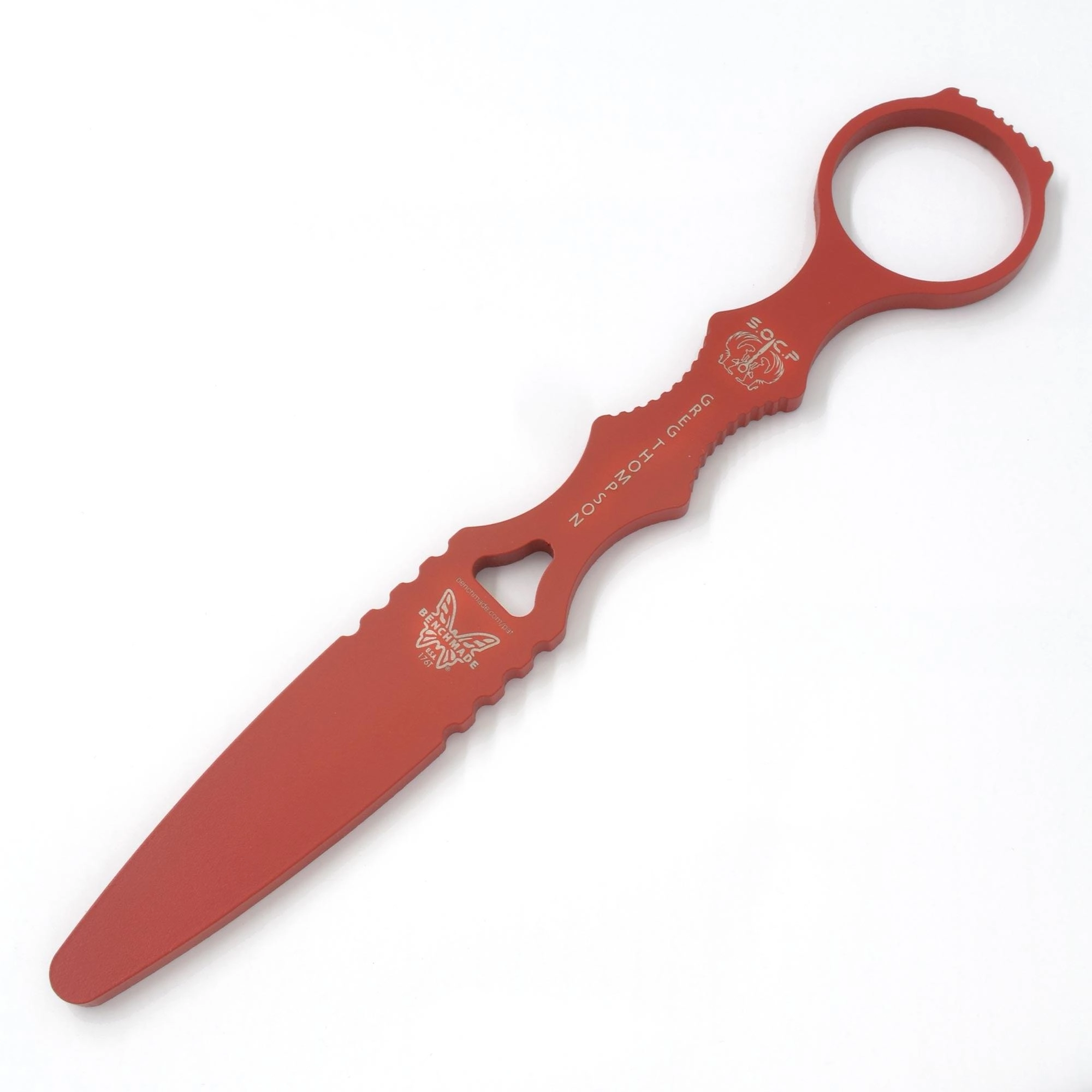 Benchmade Training Dagger - SOCP Unsharpened Fixed Red Blade with Finger Ring | 176T