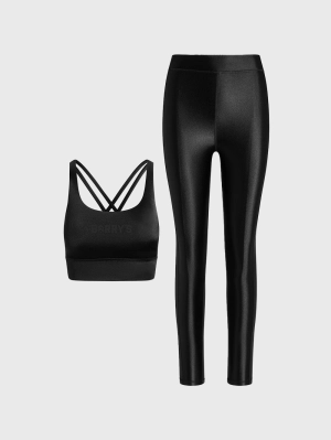 LULULEMON BLACK SHINE BRA AND LEGGING SET