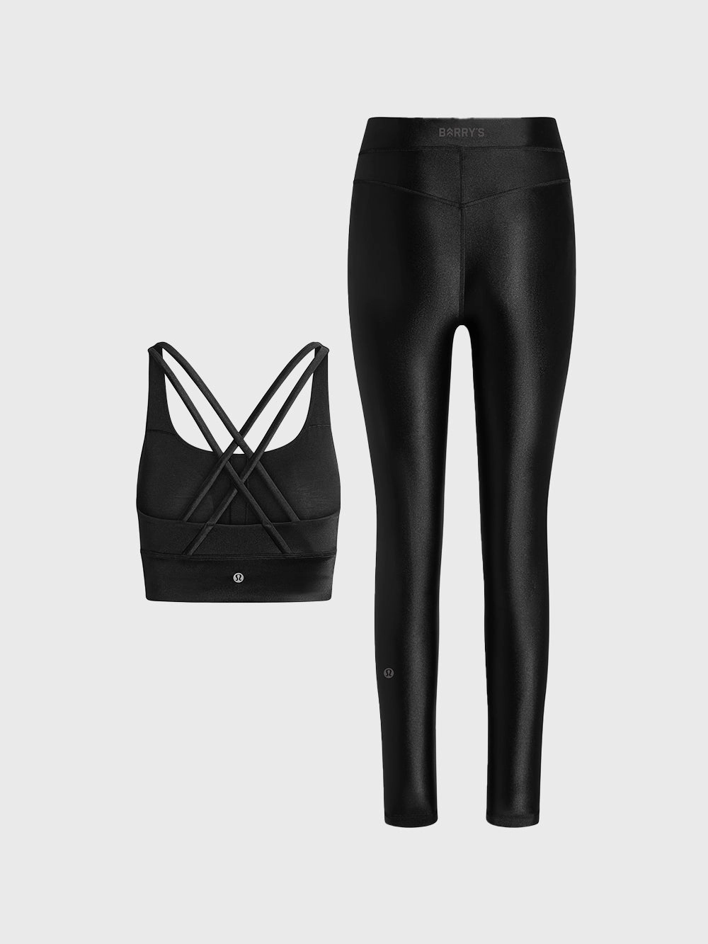LULULEMON BLACK SHINE BRA AND LEGGING SET