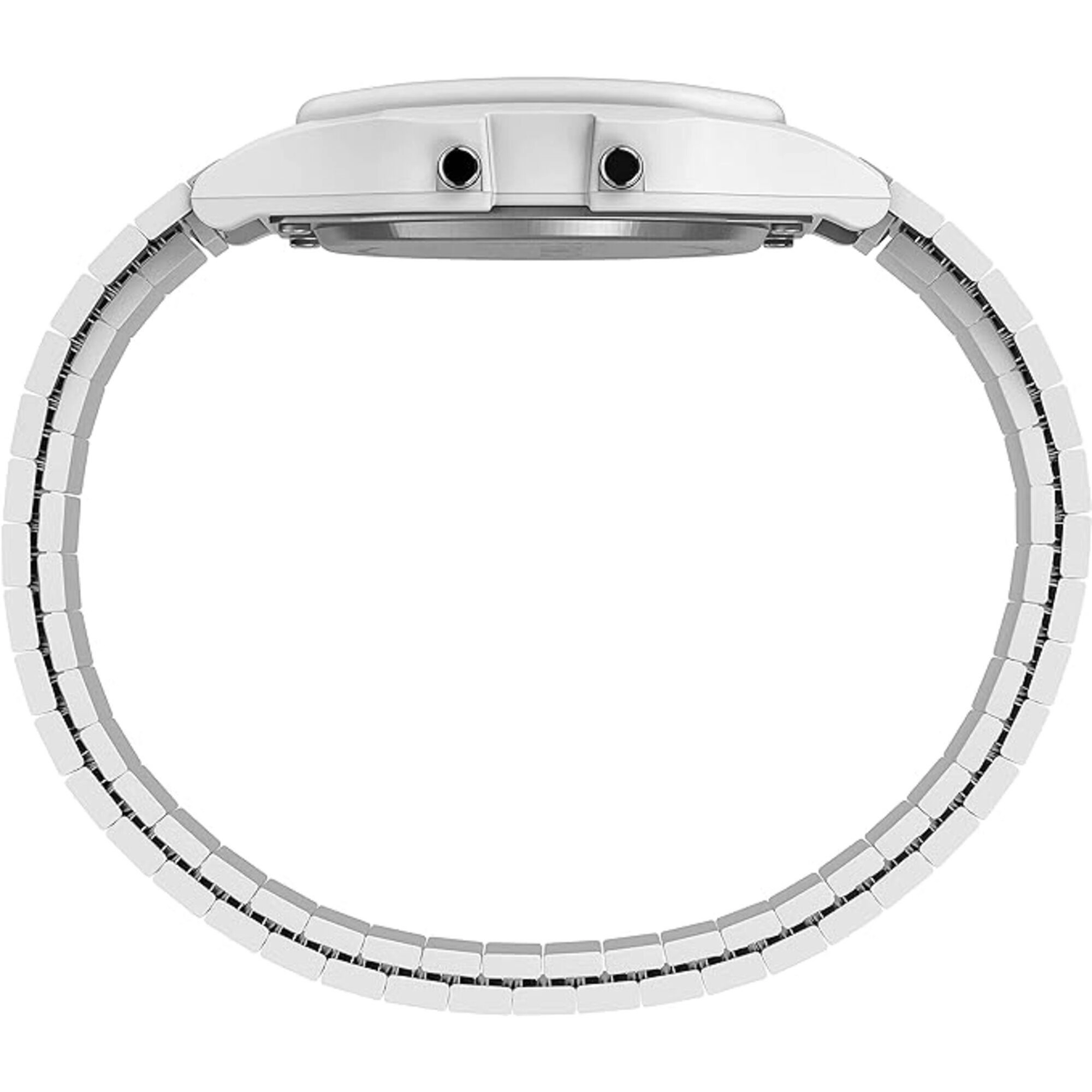 Timex Unisex Watch - T80 White Rectangular Case Steel Bracelet Digital | TW2U93700YB