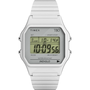 Timex Unisex Watch - T80 White Rectangular Case Steel Bracelet Digital | TW2U93700YB